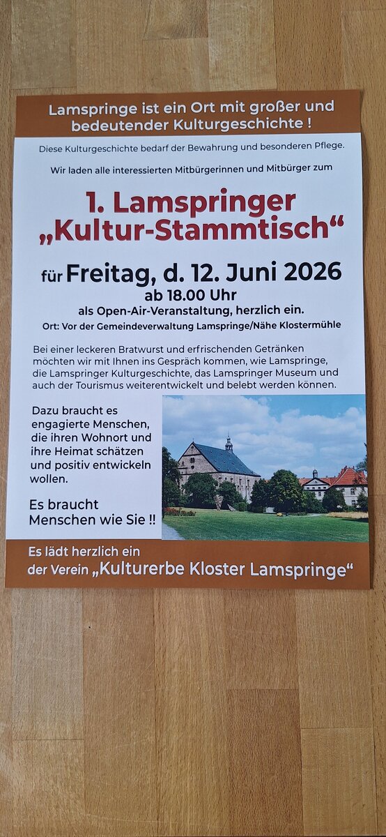 Bild vergr&ouml;&szlig;ern: 1. Lamspringer Kultur Stammtisch 2026
