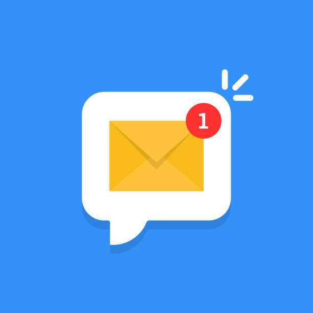 cartoon white bubble with email notice. flat simple style trend modern edm e-mail graphic design isolated on blue background. concept of you've got mail and full inbox or mailbox buble symbol