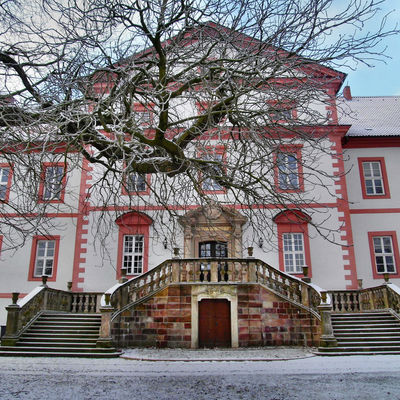 Bild vergrößern: Freitreppe der Abtei im Winter